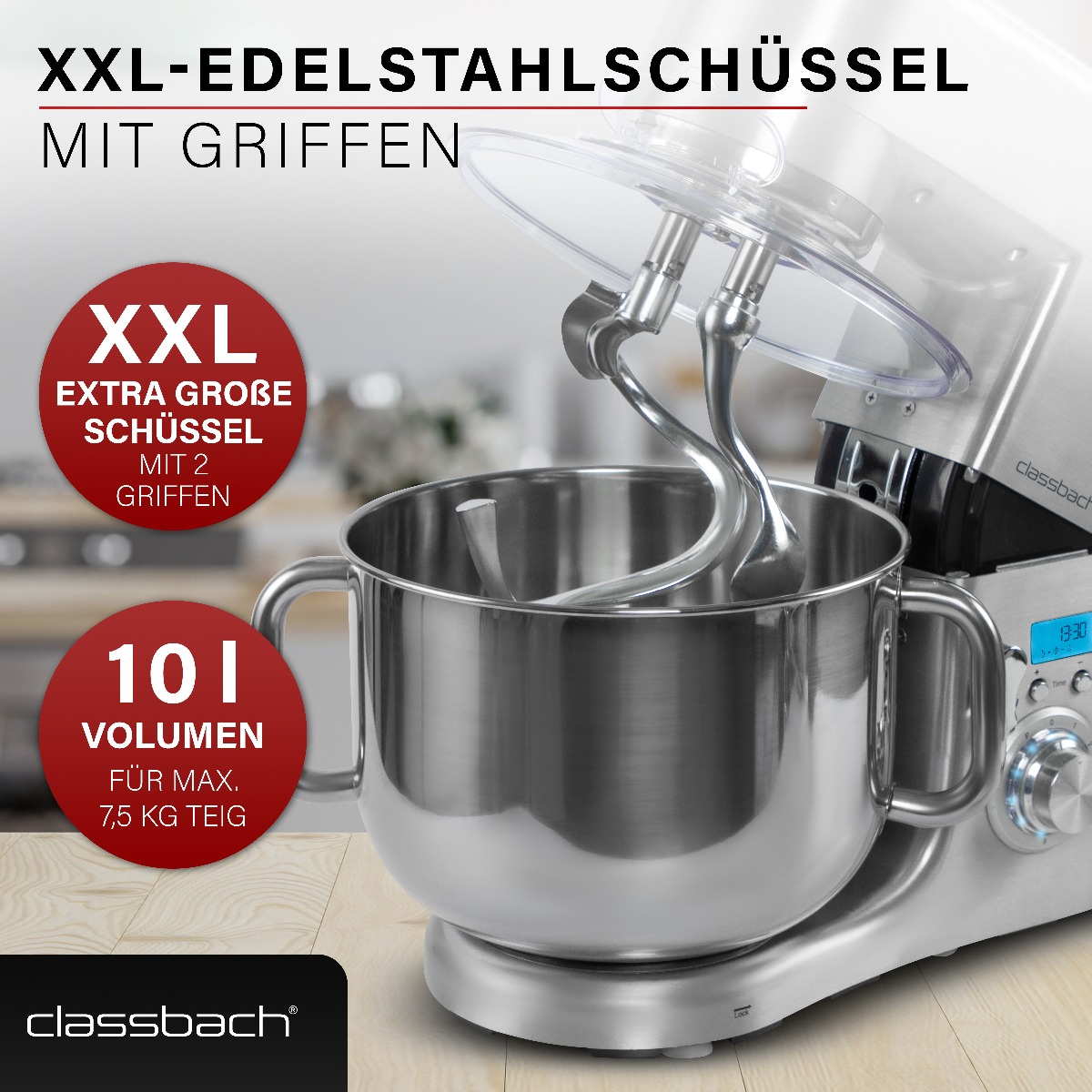 4002 Edelstahl Knetmaschine Classbach C-KM profi-electro.de